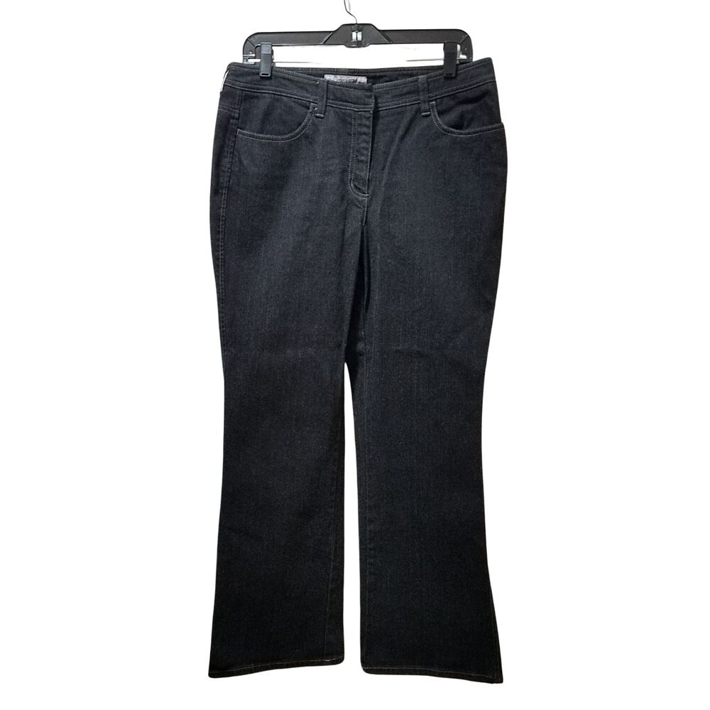 Chico's Women’s Platinum Pavee Boot Leg Black Denim Jeans 1.5 (10) Short